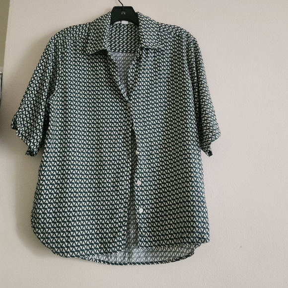 Set Oversized Resort Shirt & Pants Green Zigzag Dark Green Patterned… - Picture 13 of 16